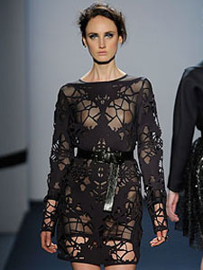 Laser cut neoprene designer dress