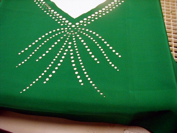 laser cut silk green top