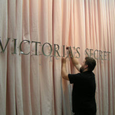 Sign installation at Victoria's Secret headquarters