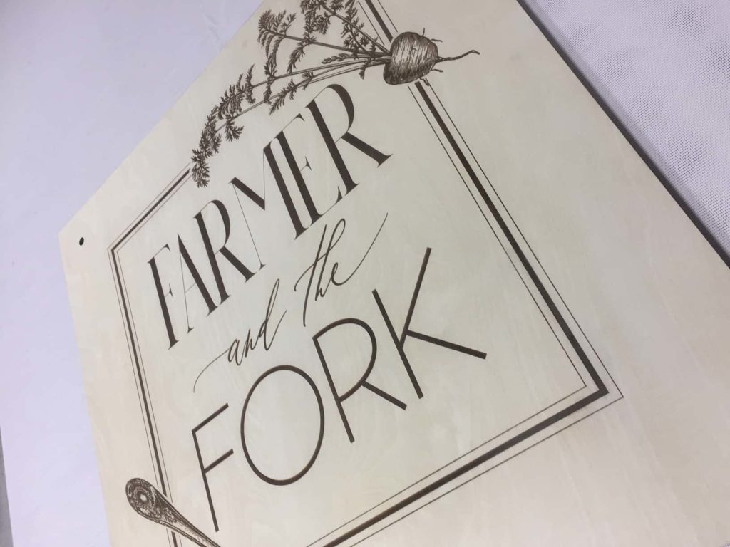 Laser Engraved Wooden Market Sign