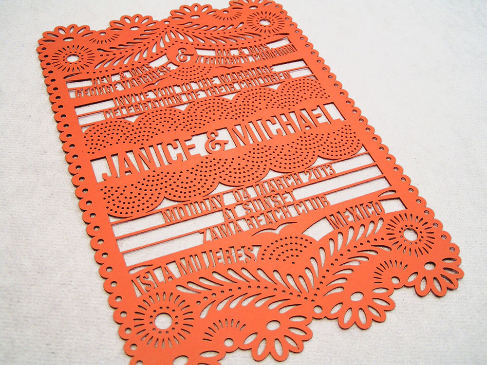 Custom laser cut wedding invitation