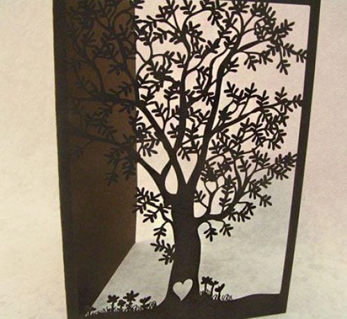 Laser Cut Paper Tree Stationary Invitation Design