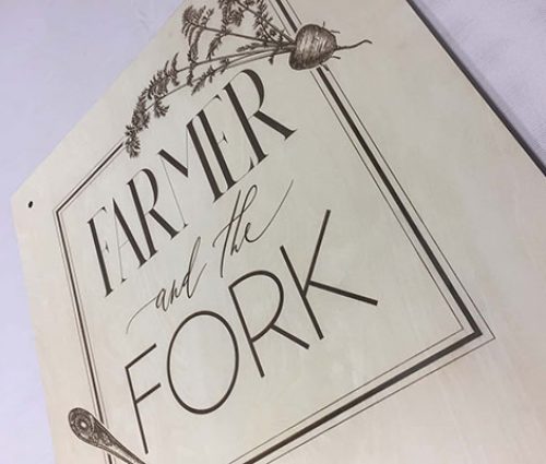 Laser Engraved Design - Farmer and the Fork