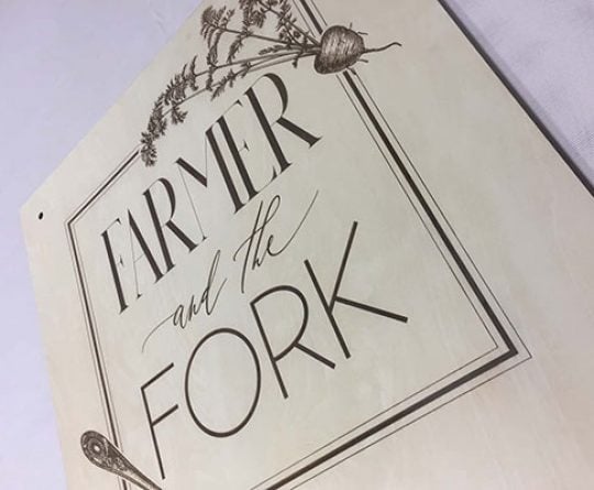 Laser Engraved Design - Farmer and the Fork